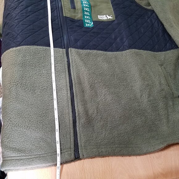 Eddie Bauer Men’s Mixed Media Fleece Jacket Size 3XL–Black/Gray Warm Outdoor NEW - Picture 6 of 15